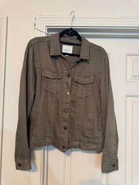 Thread & Supply Olive Green Button-Front Jean Jacket